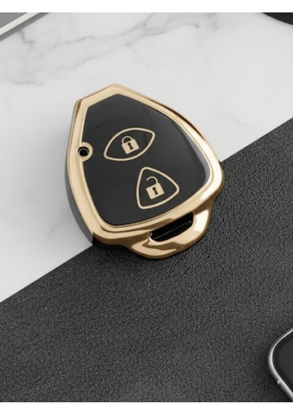 Toyota Corolla Auris Yaris Verso Avensis Aygo Hilux 3 Buton Sustalı Nano Anahtar Kılıfı Siyah-Gümüş