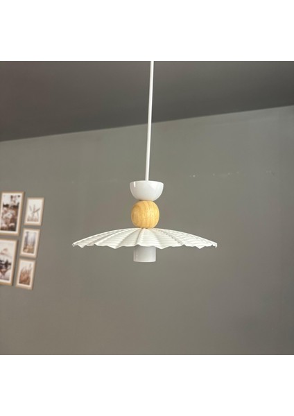 Moriva Beyaz Metal Avize Ahşap Şapka Başlık Tekli Rustik Cafe Modern Sarkıt Aydınlatma fiyatları