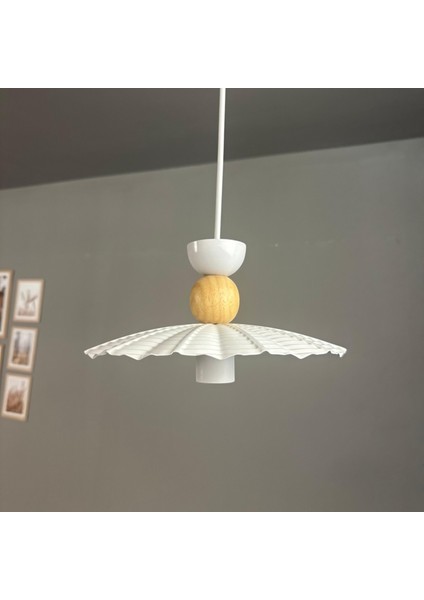 Moriva Beyaz Metal Avize Ahşap Şapka Başlık Tekli Rustik Cafe Modern Sarkıt Aydınlatma modelleri