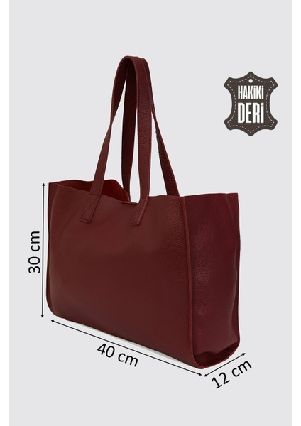 City Tote Hakiki Deri Omuz Çantası Bordo SMR9182 fiyatları