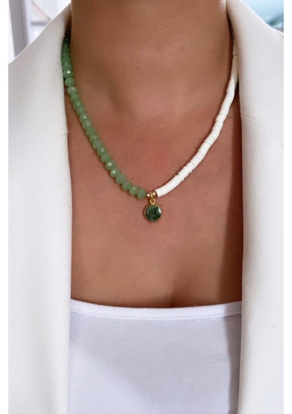 Kontrast Renk Sedef Uçlu Kolye