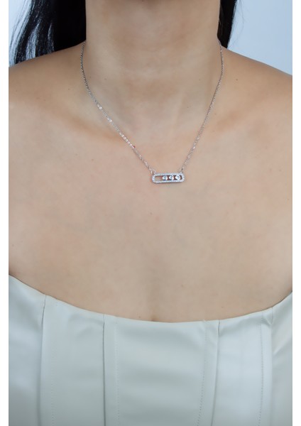 Zirkon Taşlı Gümüş Renk Çelik Kolye fiyatları