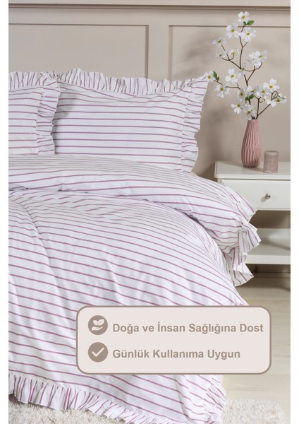 Lara Nevresim Takımı Tek Kişilik Lastikli Çarşaf %100 Pamuk Ranforce Fırfırlı (160XX220 Cm) Gülkurusu fiyatları