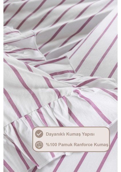 Lara Nevresim Takımı Tek Kişilik Lastikli Çarşaf %100 Pamuk Ranforce Fırfırlı (160XX220 Cm) Gülkurusu fırsatları
