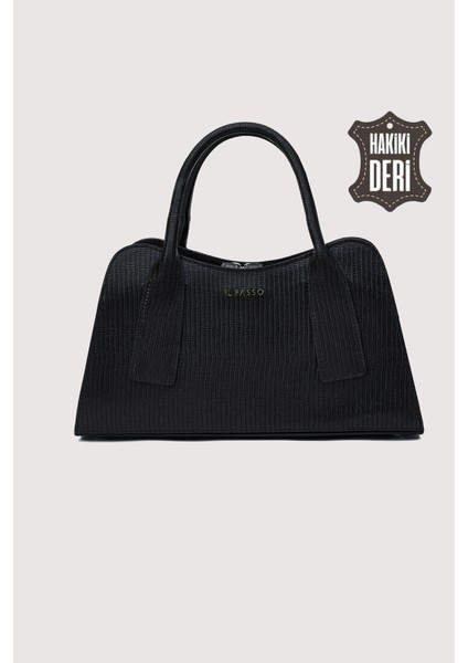 Hakiki Deri Kadın Omuz Çantası Siyah SMR9419