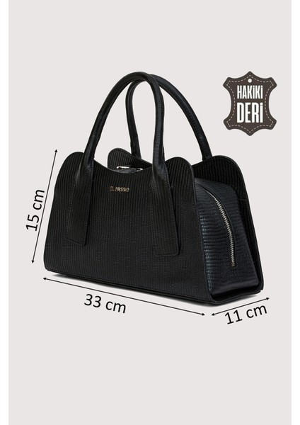 Hakiki Deri Kadın Omuz Çantası Siyah SMR9419 fiyatları
