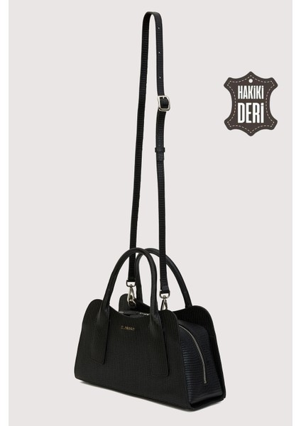 Hakiki Deri Kadın Omuz Çantası Siyah SMR9419 indirimleri