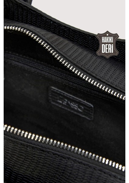 Hakiki Deri Kadın Omuz Çantası Siyah SMR9419