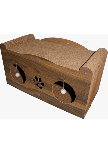 Karton Tırmalamalı Kedi Evi 60X30X28CM
