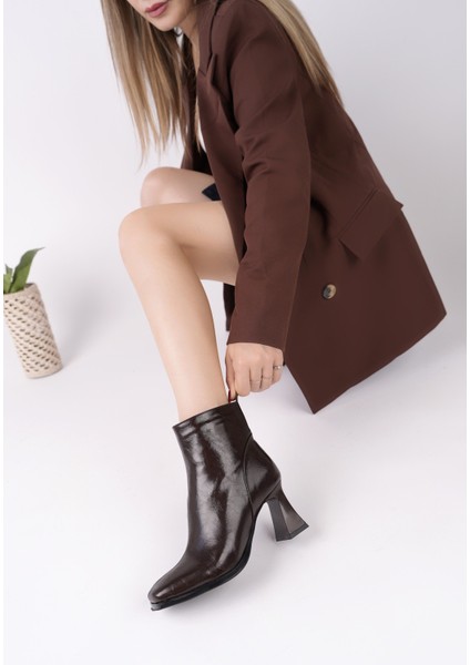 Celina Küt Burun Fermuarlı Topuklu Kadın Bot