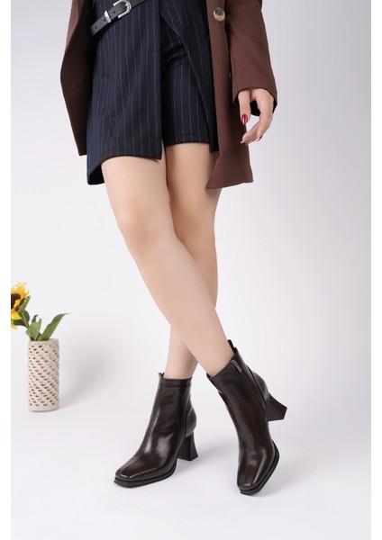 Celina Küt Burun Fermuarlı Topuklu Kadın Bot