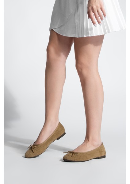 Kadın Fiyonk Detaylı Günlük Babet Monit Taba Süet