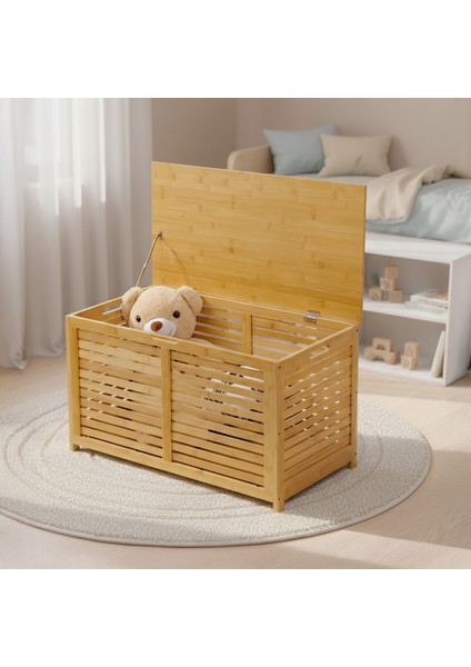 Bambu Oyuncak Sandığı Oyun Odası Düzenleyici Oyuncak Dolabı Saklama Sandık DB-0032
