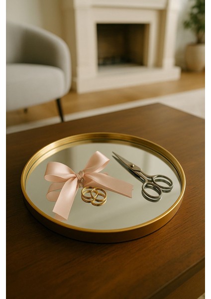 Servis Sunum Tepsisi Gold Lüks Organizer Söz Nişan Kahve Tepsisi