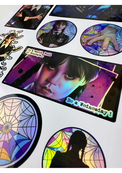 Wednesday Addams Hologram Sticker Etiket