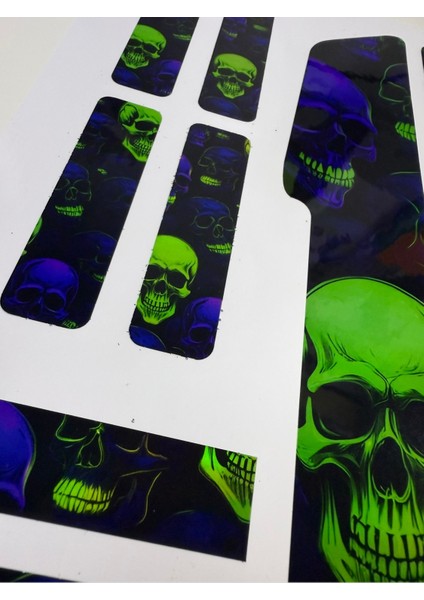 Skull Bisiklet Sticker Seti 9 Parça – Renkli Maşa Kadro Etiketi Hologram modelleri