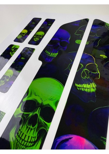 Skull Bisiklet Sticker Seti 9 Parça – Renkli Maşa Kadro Etiketi Hologram fırsatları