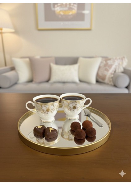 Servis Sunum Tepsisi Gold Lüks Organizer Söz Nişan Kahve Tepsisi fırsatları