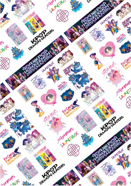 Kpop Hunters Sticker Seti – 19 Parça Anime Karakter Çıkartma | Defter, Laptop, modelleri