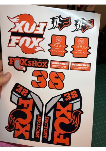 Fox 38 Bisiklet Maşa Sticker Seti – 15 Parça | Fox Racing Shox Etiket Takımı
