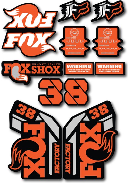 Fox 38 Bisiklet Maşa Sticker Seti – 15 Parça | Fox Racing Shox Etiket Takımı modelleri