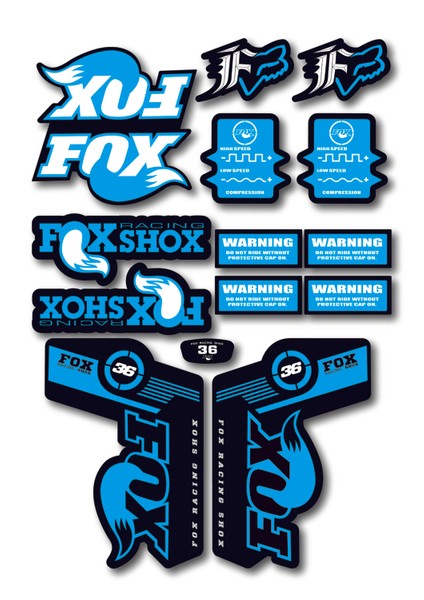 Fox 36 Bisiklet Maşa Sticker Seti – 15 Parça | Fox Racing Shox Etiket Takımı