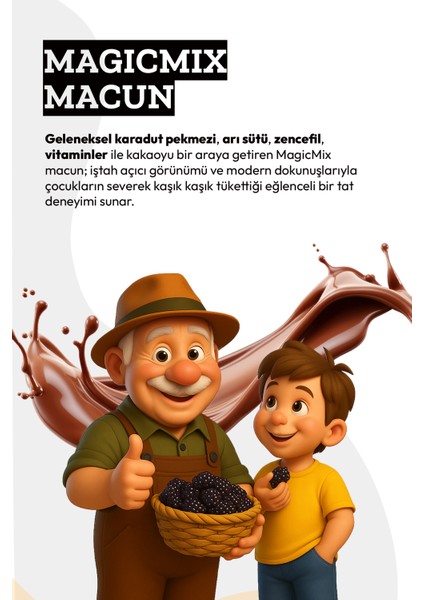 Magicmix Kakaolu & Karadut Pekmezli Bitkisel Karışımlı Geleneksel Gıda 240 Gram modelleri