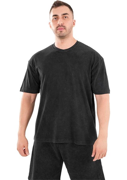 Kingsize Hard Work Antik Yıkamalı Oversize T-Shirt Siyah fiyatları