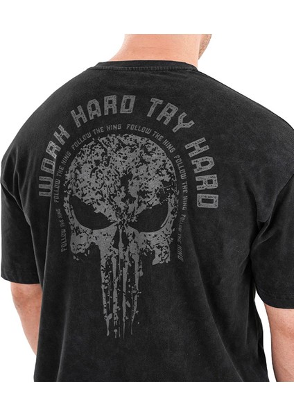Kingsize Hard Work Antik Yıkamalı Oversize T-Shirt Siyah fırsatları