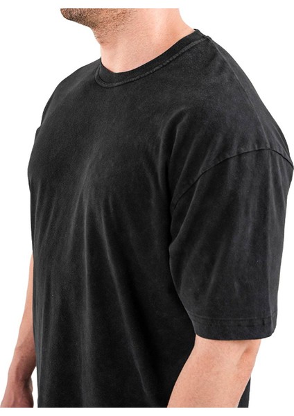 Kingsize Hard Work Antik Yıkamalı Oversize T-Shirt Siyah indirimleri