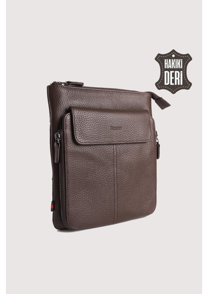 Hakiki Deri Erkek Postacı Çantası Kahverengi SMR9279