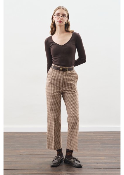 Flare Kesim Pantolon Ekose modelleri