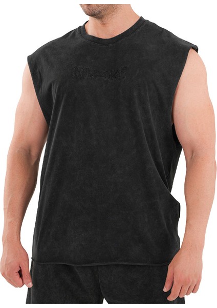 Kingsize Darksteel Antik Yıkamalı Kolsuz T-Shirt Siyah