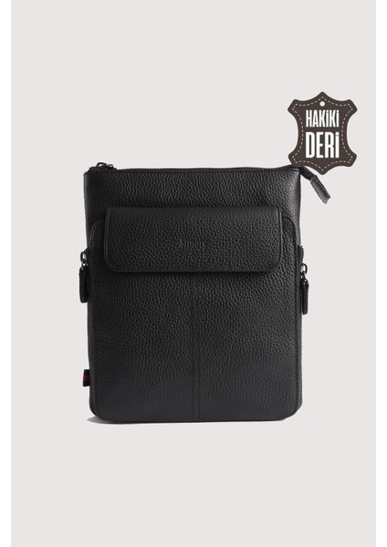 Hakiki Deri Erkek Postacı Çantası Siyah SMR9279