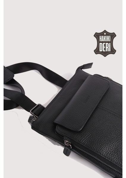 Hakiki Deri Erkek Postacı Çantası Siyah SMR9279 indirimleri