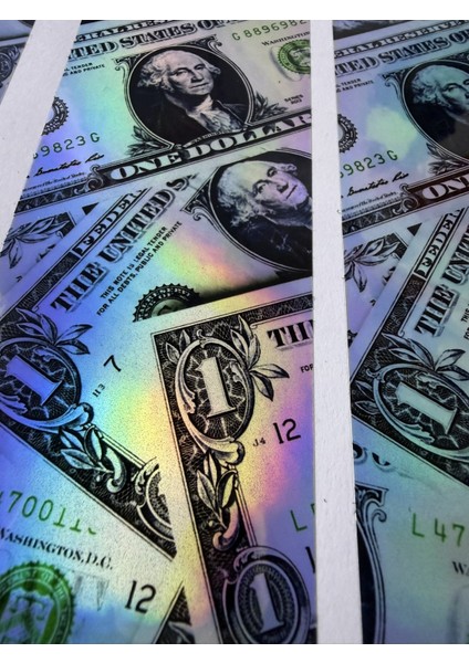 Hologram Dolar Desenli Bisiklet Kaplama Sticker – 27X6.5 cm Suya Dayanıklı Parlak Görsel Etiket