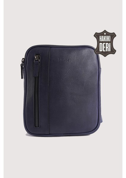 Hakiki Deri Erkek Postacı Çantası Lacivert SMR9250