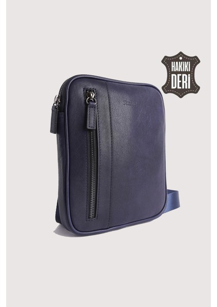 Hakiki Deri Erkek Postacı Çantası Lacivert SMR9250 fırsatları