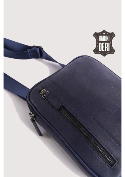 Hakiki Deri Erkek Postacı Çantası Lacivert SMR9250 indirimleri