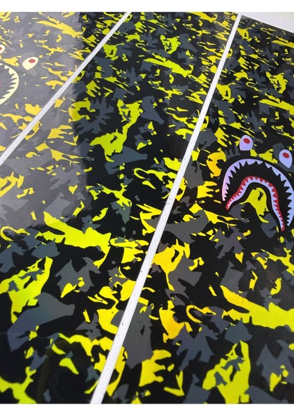 Bape Kamuflaj Bisiklet Sticker – 27X6.5 cm Suya Dayanıklı Görsel Kaplama Etiketi Hologram
