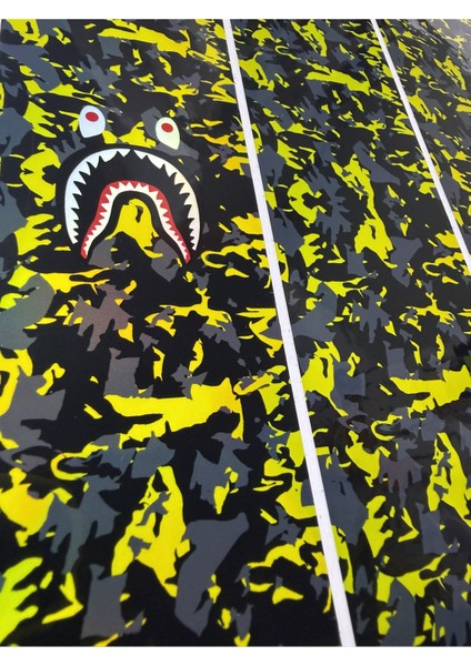 Bape Kamuflaj Bisiklet Sticker – 27X6.5 cm Suya Dayanıklı Görsel Kaplama Etiketi Hologram modelleri