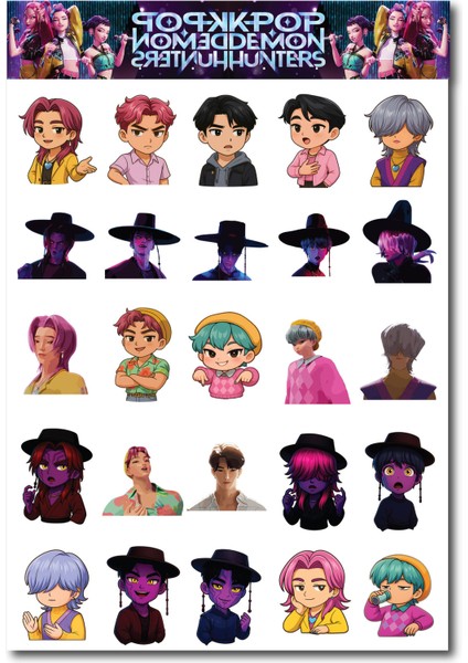 Saja Boys Kpop Hunters Sticker Seti – 25 Parça Anime Karakter Çıkartma | Defter, Laptop,