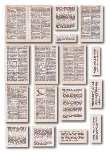 Nostaljik Ingilizce Sözlük Sticker Seti – 1950’LER Ephemera | Junk Journal 62 Parça (4 Sayfa A4) modelleri