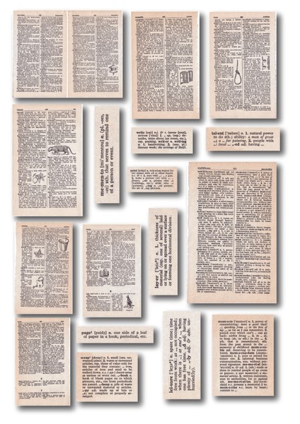 Nostaljik Ingilizce Sözlük Sticker Seti – 1950’LER Ephemera | Junk Journal 62 Parça (4 Sayfa A4) fırsatları