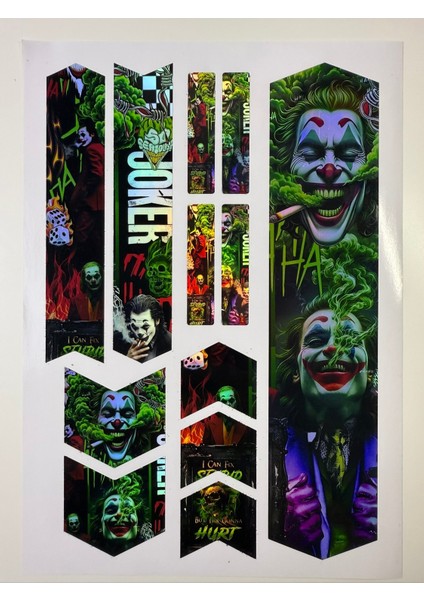 Joker Bisiklet Sticker Seti 12 Parça – Renkli Maşa Kadro Etiketi Hologram