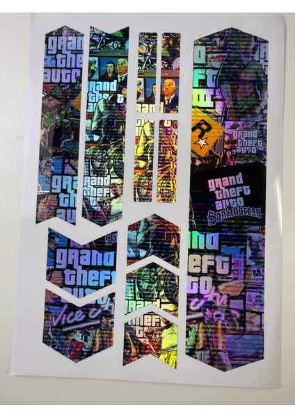 Gta Bomb Bisiklet Sticker Seti 12 Parça – Renkli Maşa Kadro Etiketi Hologram
