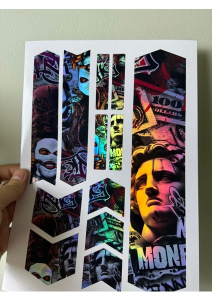 Gangsta Bisiklet Sticker Seti 12 Parça – Renkli Maşa Kadro Hologram Etiket