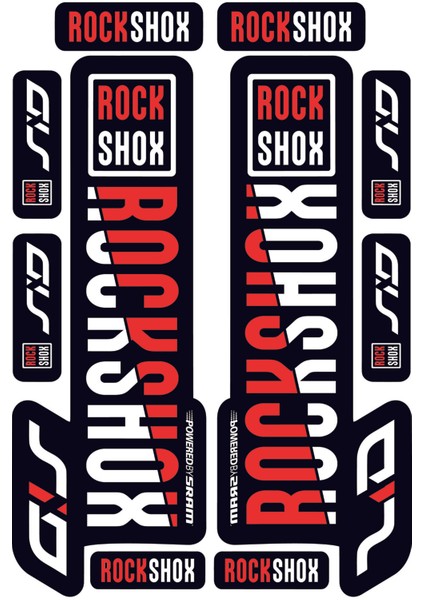 Rockshox Maşa Sticker | Bisiklet Ön Çatal Stickerı | 10 Parça Etiket