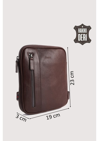 Hakiki Deri Erkek Postacı Çantası Kahverengi SMR9250 fiyatları