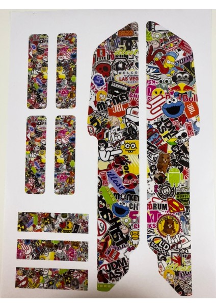 Sticker Bomb Bisiklet Sticker Seti 9 Parça – Renkli Maşa Kadro Etiketi
